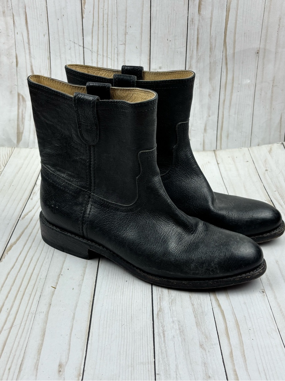 Frye Jyden Roper Black Leather Boots Size 10